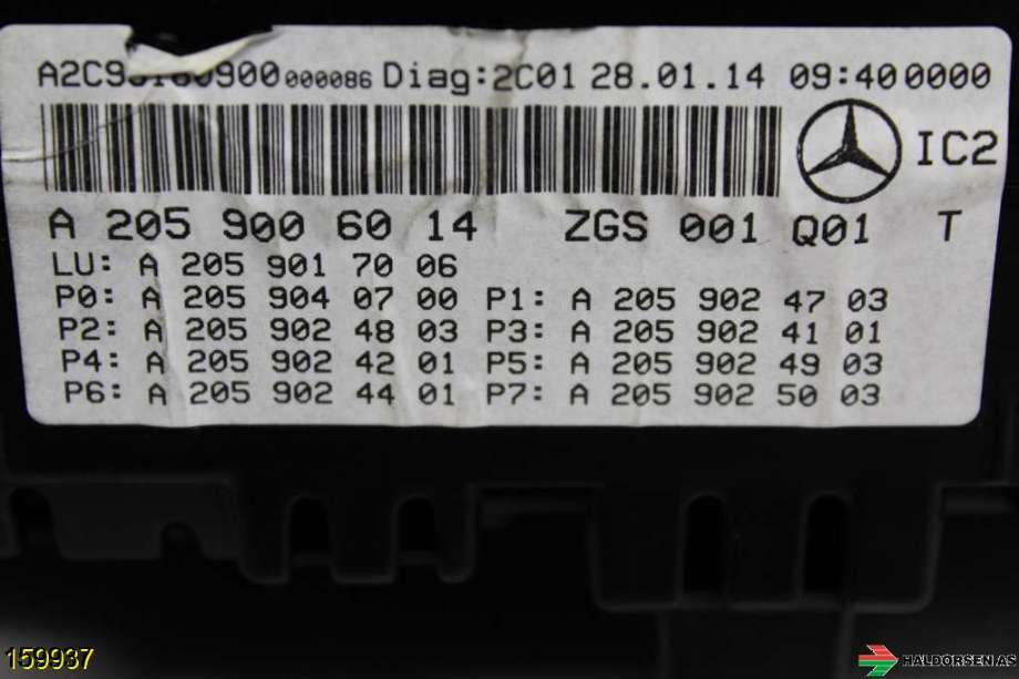 Instrumentpanel til Mercedes C-Klasse 2014-2018 (Fase 1) (W205) (W205) (MERCEDES|A 205 900 60 14|)