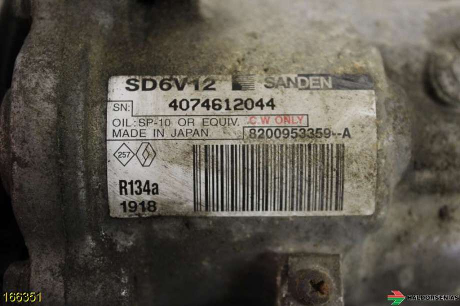 Aircondition kompressor til Nissan Juke 2010-2014 (Fase 1)  (NISSAN|SD6V12|)
