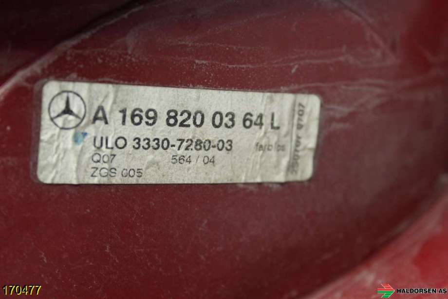 Baklykt venstre til Mercedes A-Klasse 2005-2012 (W169) (W169) (MERCEDES|A 169 820 03 64 L|)