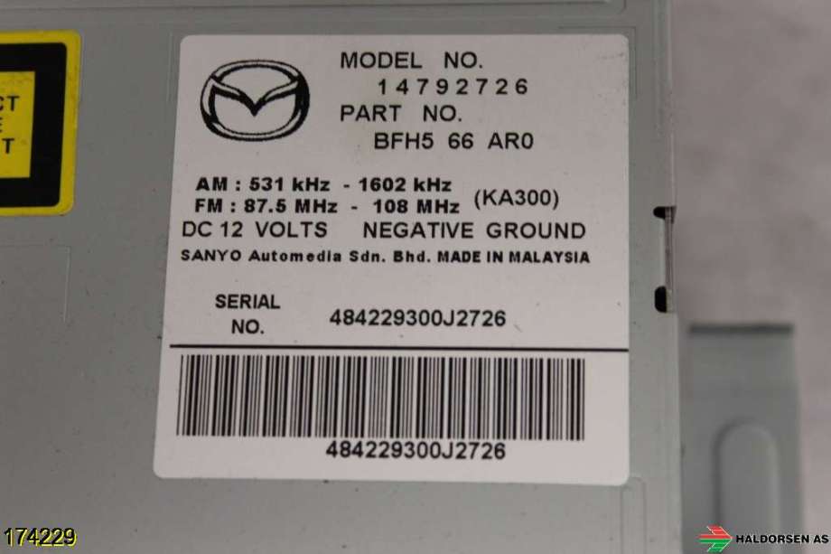 Bilstereo til Mazda 3 2009-2013 (Type II)  (MAZDA|BFH5-66-AR0|BDA4-66-AH0A|)