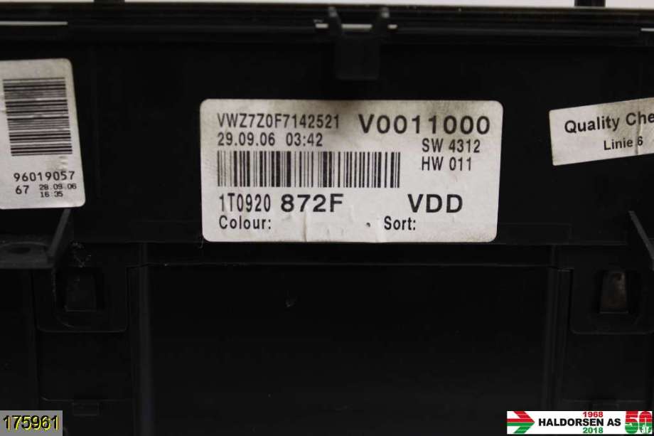 Instrumentpanel til VW Touran 2003-2006 (Type I, Fase 1) (VOLKSWAGEN|1T0 920 872 FX|)