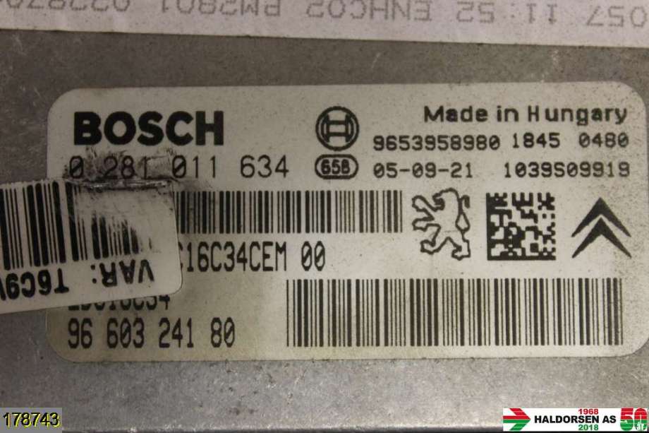 Styreenhet motor til Peugeot 307 2005-2008 (Fase 2) (PEUGEOT|0 281 011 634|)