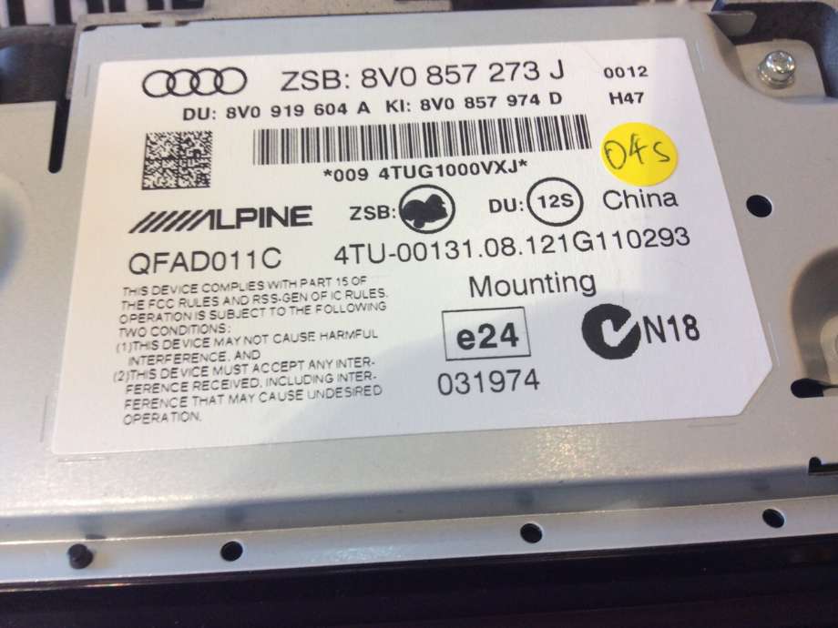 Instrument kjørecomputer til Audi A3 2012-2016 (Type III, Fase 1)  (AUDI|8V0 857 273 J|)