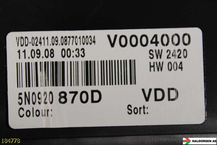 Instrumentpanel til VW Tiguan 2007-2011 (Type I, Fase 1)  (VOLKSWAGEN|5N0 920 870 DX|)