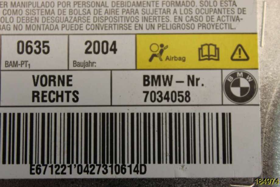 Airbag sidepute høyre til BMW 5-Serie 2003-2010 (E60/E61) (E60/E61) (BMW|7034058|)