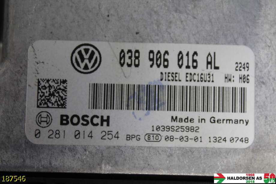 Styreenhet motor til VW Transporter / Caravelle 2003-2009 (Fase 1) (T5) (T5) (VOLKSWAGEN|038 906 016 AL|)