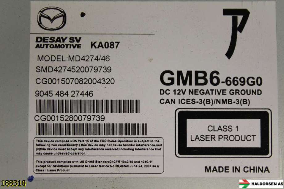 Bilstereo til Mazda 6 2015-2018 (Type III, Fase 2) (MAZDA|GBM6-669G0|)