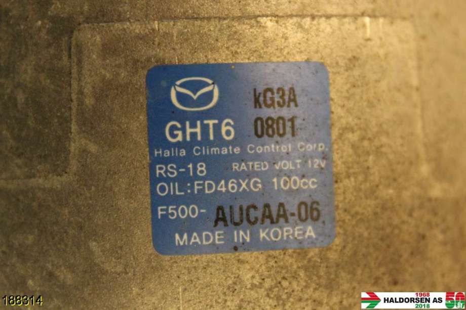 Aircondition kompressor til Mazda 6 2015-2018 (Type III, Fase 2)  (MAZDA|KG3A 0801|)