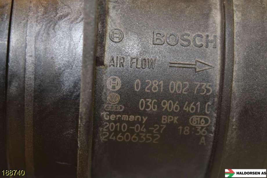 Luftmengde/luftmassemåler til VW CC 2008-2012 (PASSAT CC) (PASSAT CC) (VOLKSWAGEN|03G 906 461 C|0 281 002 735|)