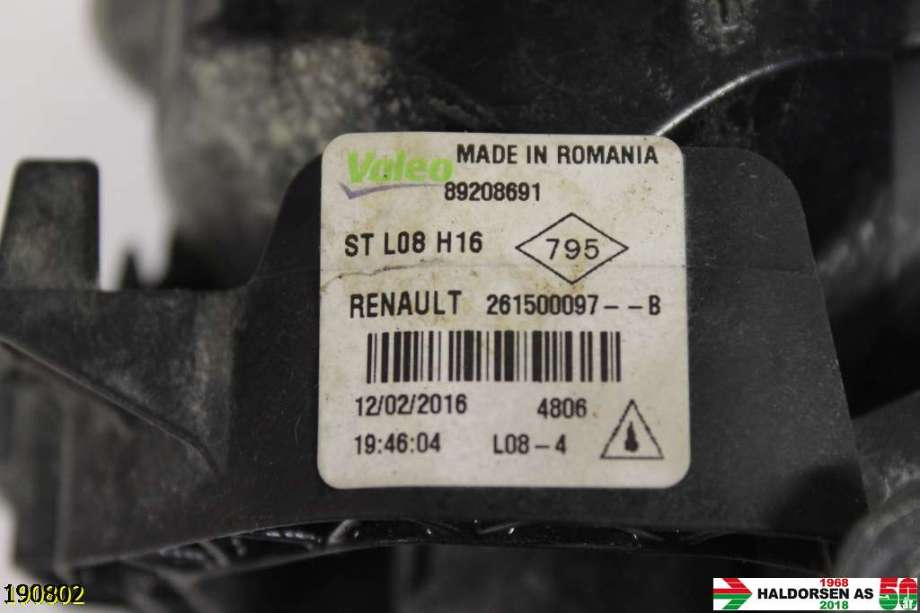 Tåkelykt venstre foran til Dacia Duster 2010-2017 (Type I)  (DACIA|261500097B|89208691|)