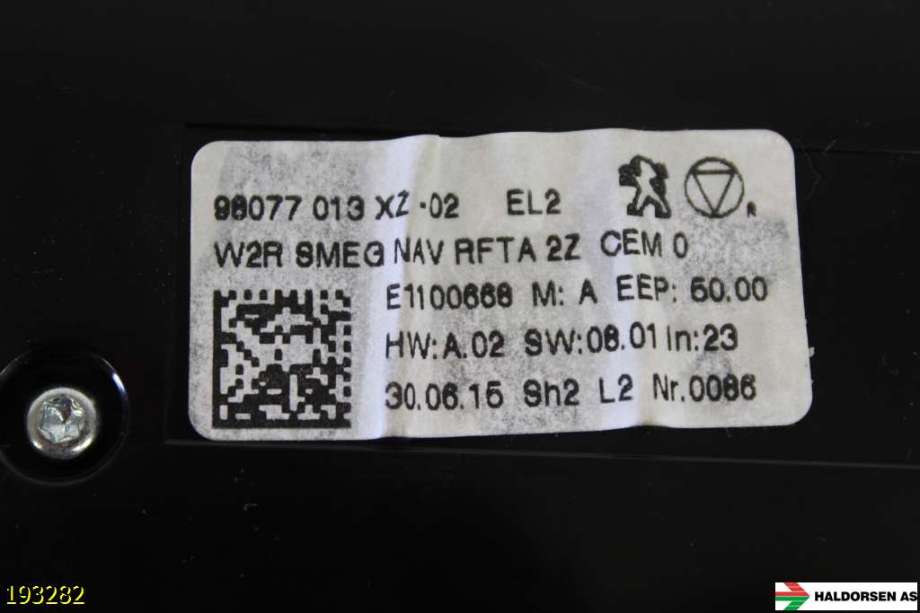 Varmeapparat betjening til Peugeot 508 2014-2018 (Type I, Fase 2) (PEUGEOT|98 077 013 XZ|)