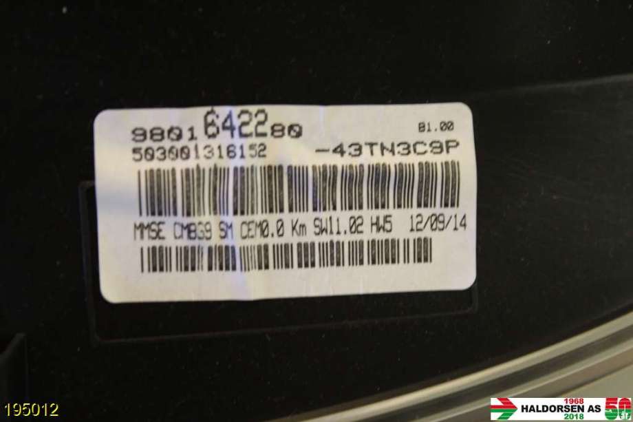 Instrumentpanel til Peugeot Partner 2008-2015 (Type II, Fase 1) (PEUGEOT|98 016 422 80|)
