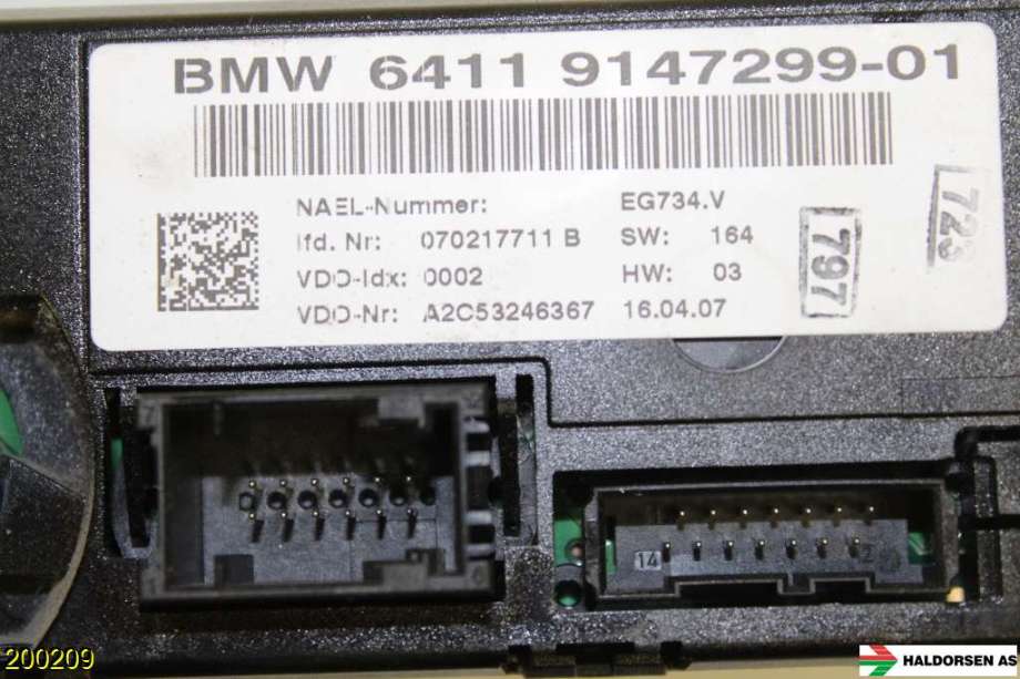 Varmeapparat betjening til BMW 1-Serie 2004-2011 (E81/E82/E87/E88) (E81/E82/E87/E88) (BMW|64 11 9 199 260||64119147299-01)