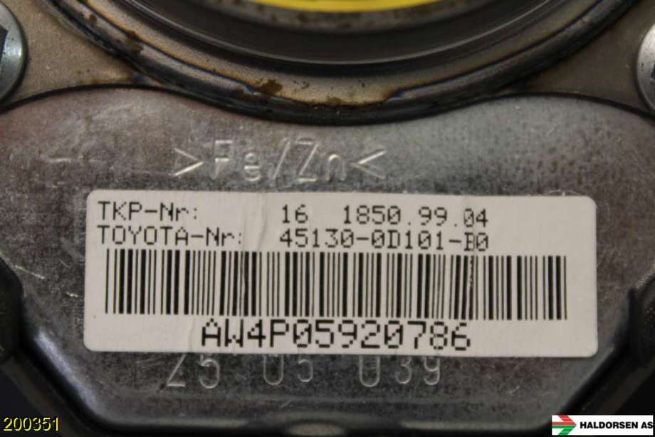 Airbag rattpute til Toyota Yaris 2003-2005 (Type I, Fase 2)  (TOYOTA|451300D101B0|)