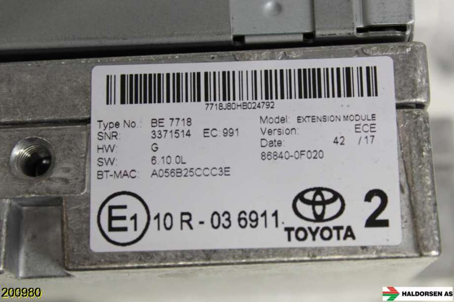 Bilstereo navigasjon til Toyota Auris 2015-2019 (Type II, Fase 2)  (TOYOTA|86140-02400||86840-0F020)