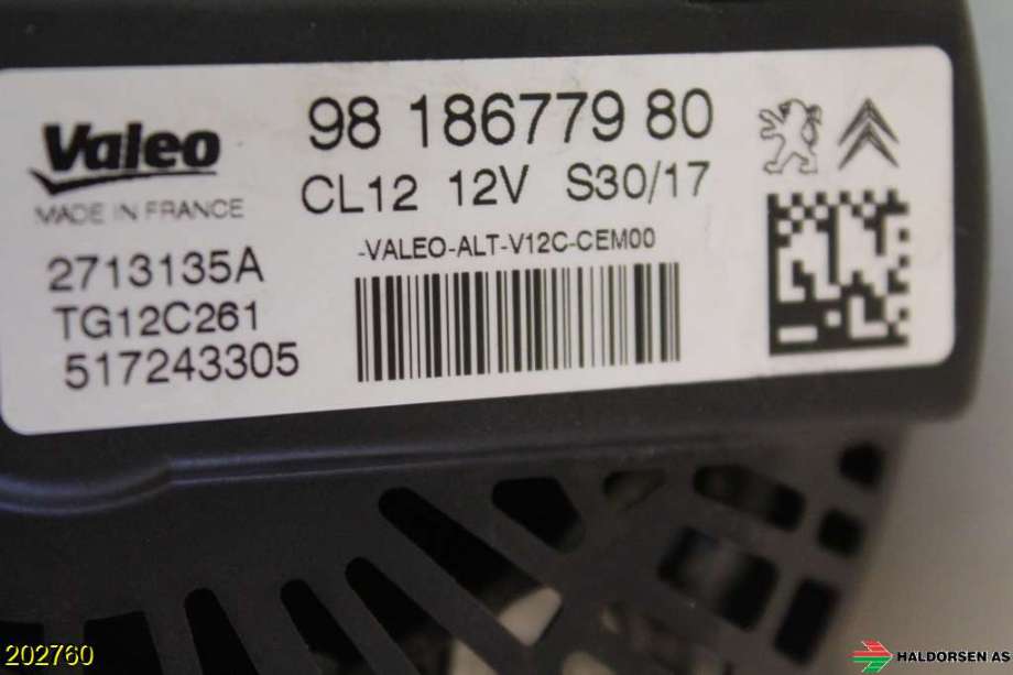 Dynamo til Citroën C3 2016-->> (Type III) (CITROEN|98 186 779 80|)