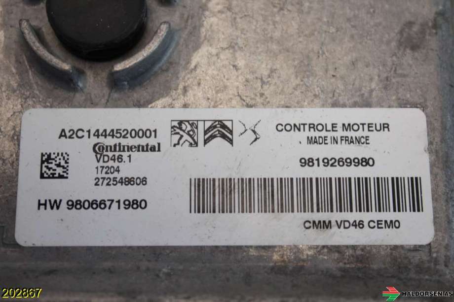 Styreenhet motor til Citroën C3 2016-->> (Type III)  (CITROEN|16 179 259 80||9819269980)