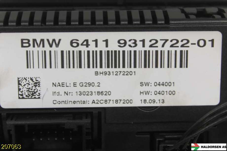 Varmeapparat betjening til BMW X3 2010-2017 (F25) (F25) (BMW|64 11 9 312 722|9 208 591 AI04|A2C87187200)