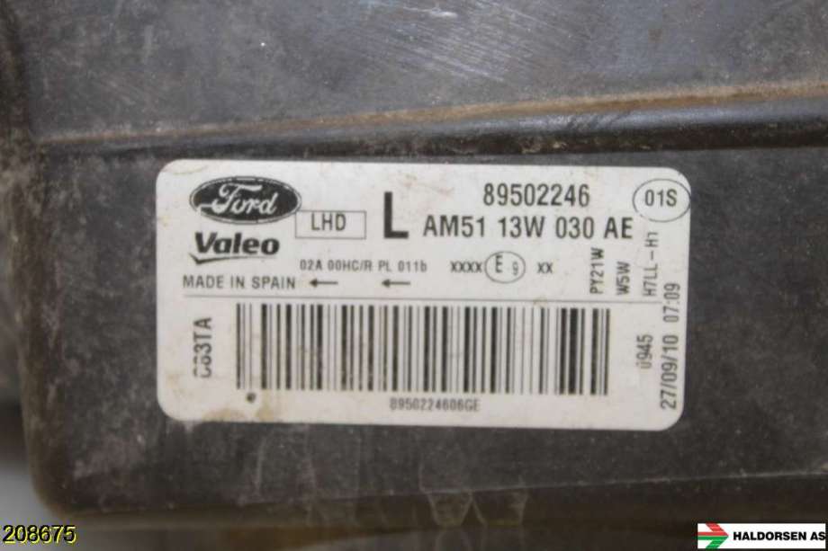 Frontlykt venstre halogen til Ford C-Max 2010-2015 (Type II, Fase 1)  (FORD|AM51-13W030-AF|1787130|)