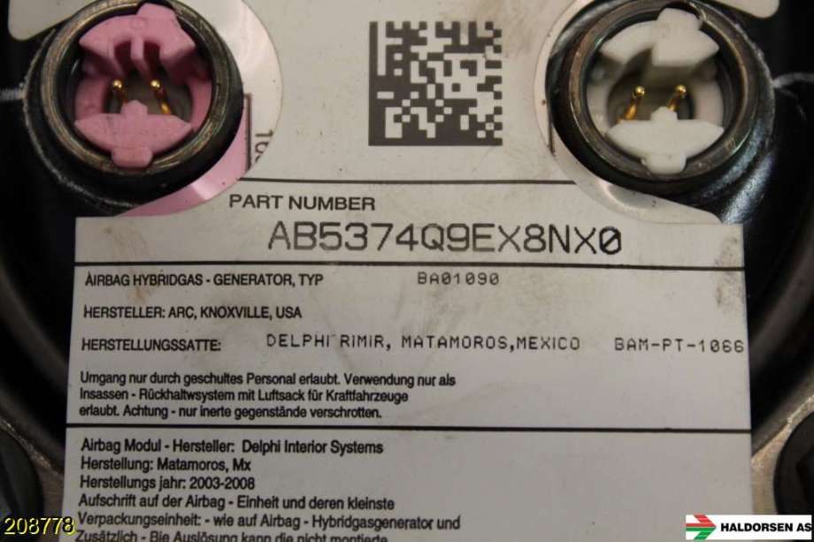Airbag rattpute til Chevrolet Tahoe 2001-2005 (Type II) (CHEVROLET||AB5374Q9EX8NXO)