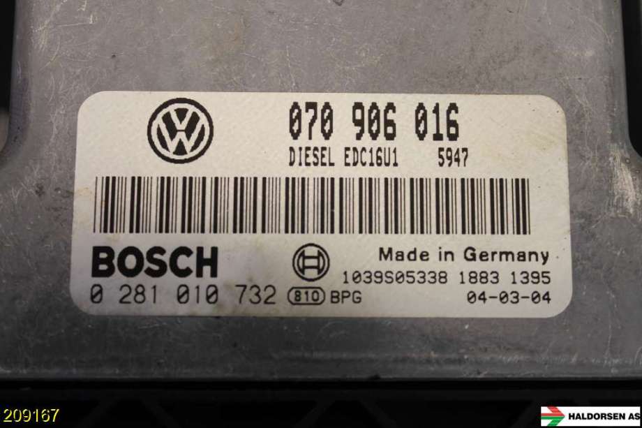 Styreenhet motor til VW Transporter / Caravelle 2003-2009 (Fase 1) (T5) (T5) (VOLKSWAGEN|070 997 016 C||070 906 016)