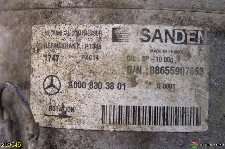 Aircondition kompressor til Mercedes Vito 2014-->> (W447) (W447) (MERCEDES|A 003 230 69 11||A 000 830 38 01)