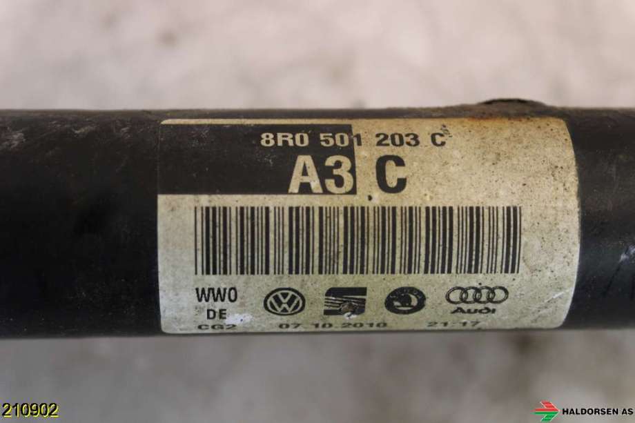 Drivaksel venstre bak til Audi A8 2010-2013 (Type III, Fase 1)  (AUDI|8R0 501 203 C|)