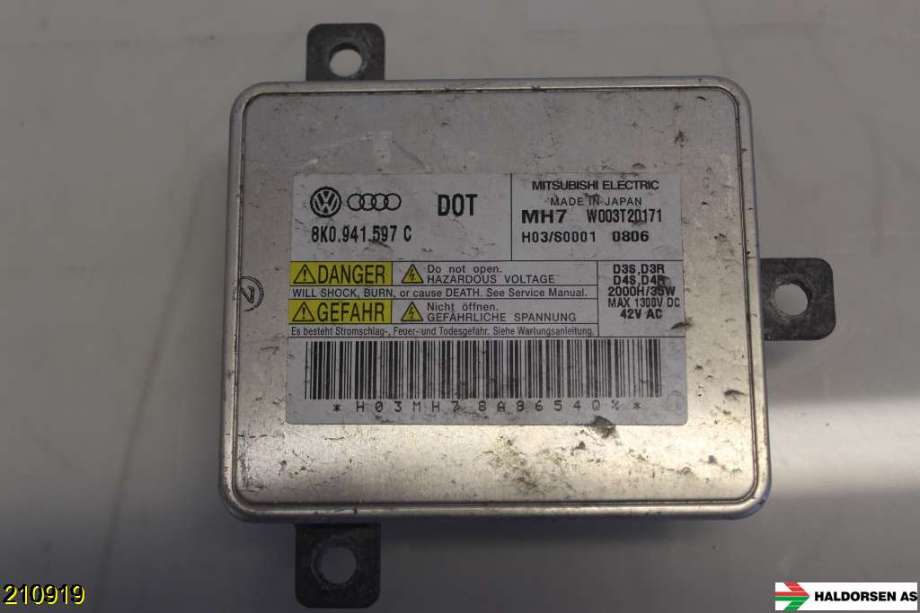 Styreenhet xenon/ballast til Audi A8 2010-2013 (Type III, Fase 1) (AUDI|8K0 941 597 E|)