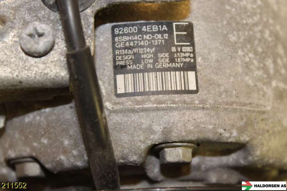 Aircondition kompressor til Nissan Qashqai 2014-2021 (Type II) (NISSAN|926004EB1A|)