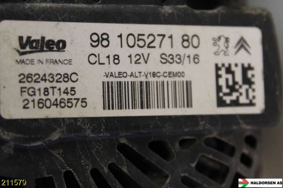Dynamo til Toyota Proace 2016-->> (Type II)  (TOYOTA|SU001A4986||98 105271 80)