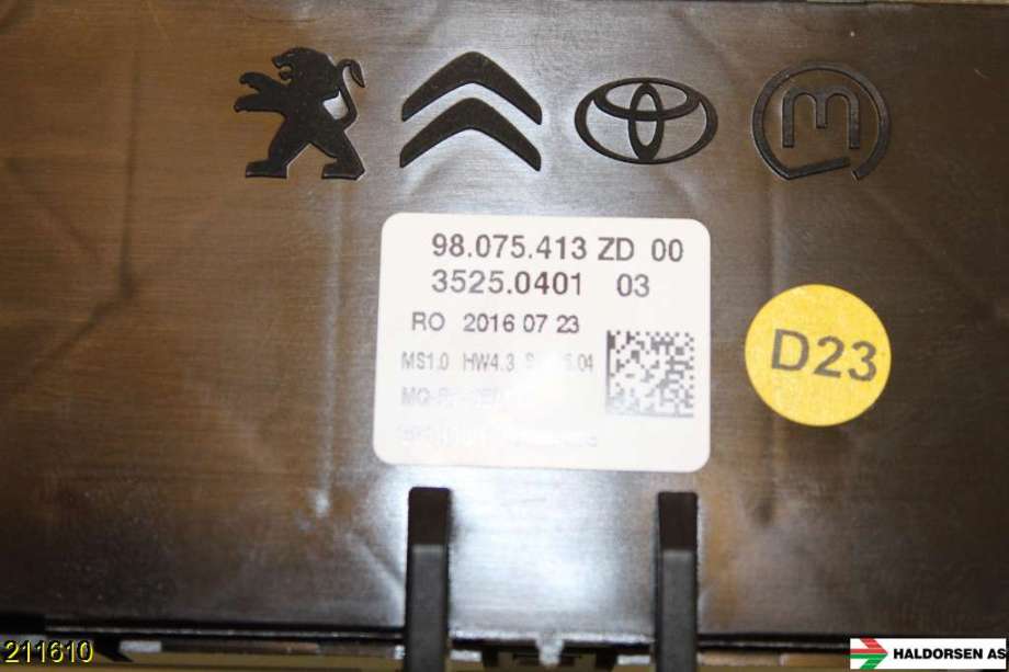 Varmeapparat betjening til Toyota Proace 2016-->> (Type II)  (TOYOTA|SU001A5052||98.075.413 ZD 00)
