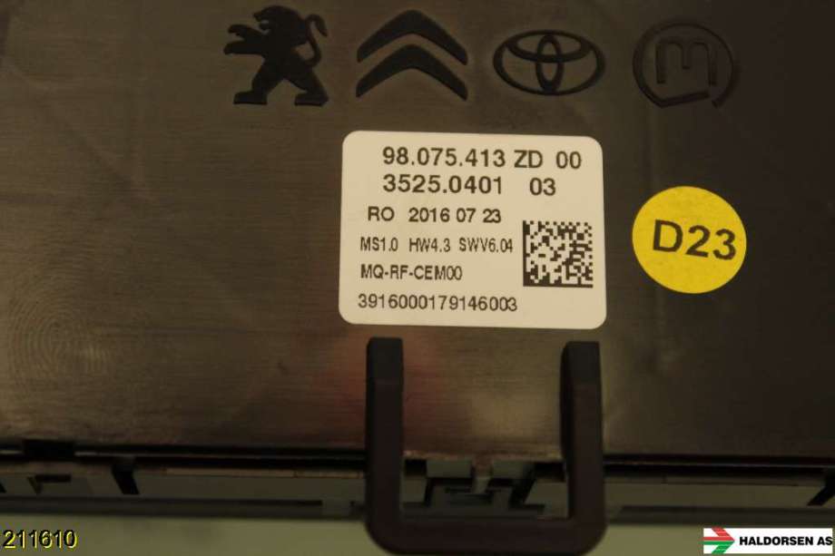 Varmeapparat betjening til Toyota Proace 2016-->> (Type II)  (TOYOTA|SU001A5052||98.075.413 ZD 00)