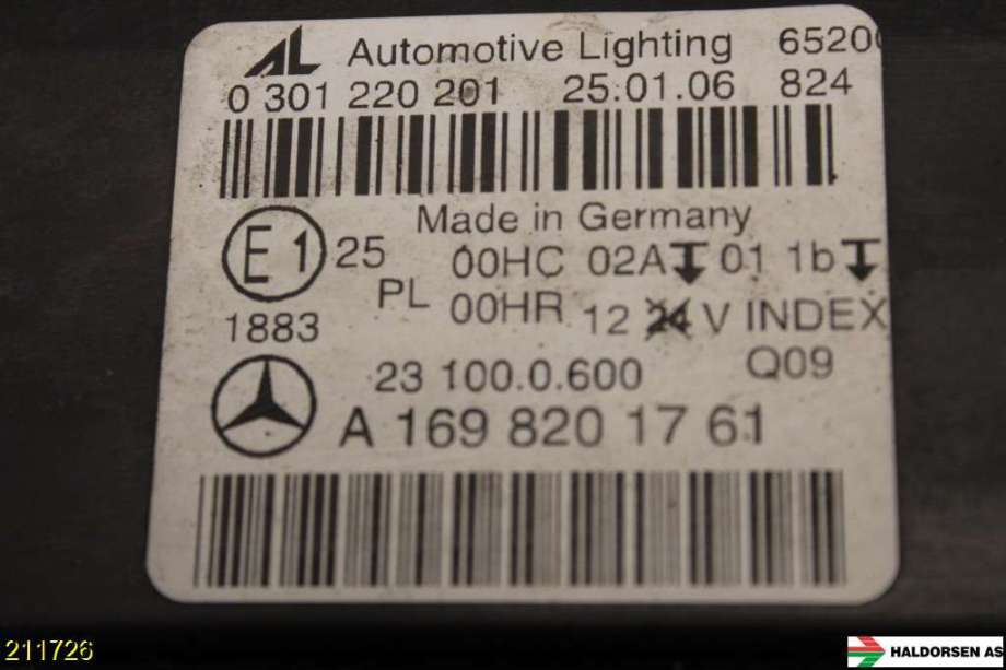 Frontlykt venstre halogen til Mercedes B-Klasse 2005-2008 (Fase 1) (W245) (W245) (MERCEDES|A 169 820 18 61|)