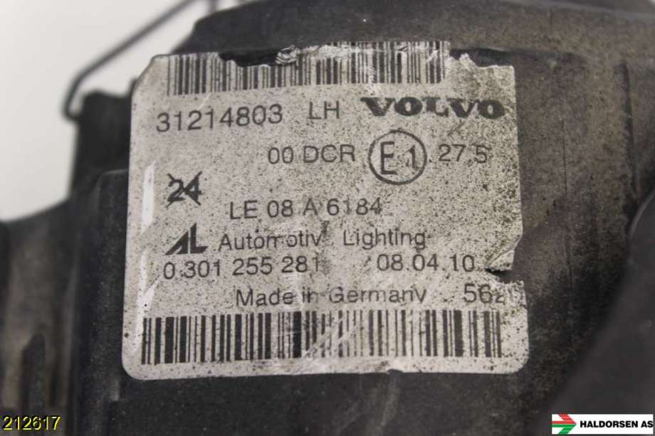 Frontlykt venstre halogen til Volvo C30 2010-2012 (Fase 2)  (VOLVO|32206154||31214803)