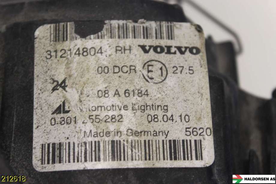 Frontlykt høyre halogen til Volvo C30 2010-2012 (Fase 2)  (VOLVO|32206155||31214804)