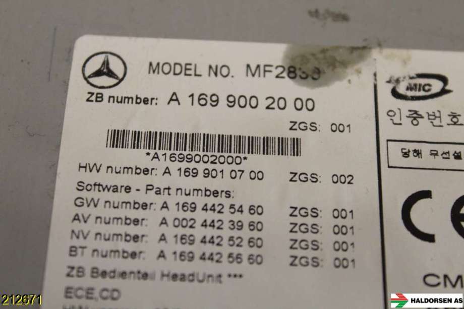 Bilstereo til Mercedes Vito/Viano 2010-2014 (Fase 2) (W639) (W639) (MERCEDES|A 169 900 20 00|)