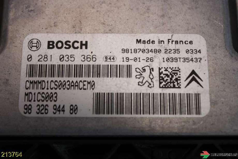 Styreenhet motor til Peugeot Partner 2019-->> (Type III)  (PEUGEOT||0 281 035 366)