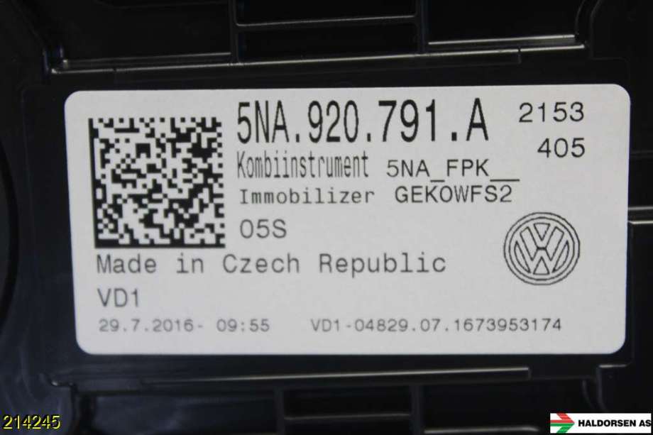 Instrumentpanel til VW Tiguan 2016-2020 (Type II, Fase 1) (VOLKSWAGEN|5NA 920 791 A|)