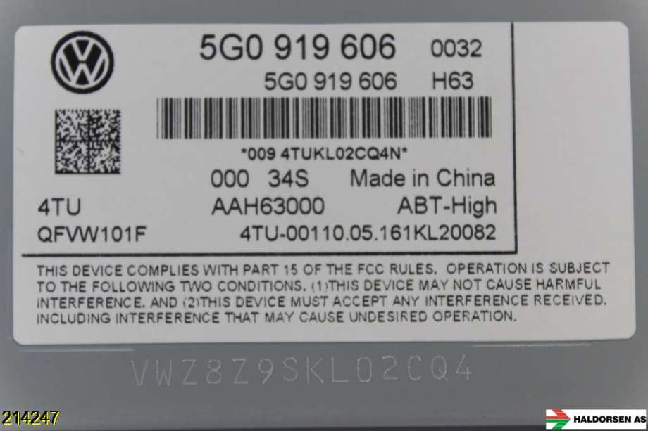 Instrument kjørecomputer til VW Tiguan 2016-2020 (Type II, Fase 1) (VOLKSWAGEN|5G0 919 606|)
