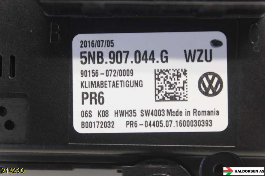Varmeapparat betjening til VW Tiguan 2016-2020 (Type II, Fase 1)  (VOLKSWAGEN|5NB 907 044 J|)