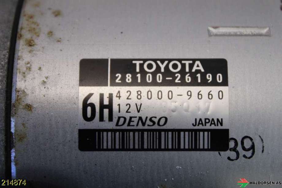 Starter diesel til Toyota RAV4 2013-2015 (Type IV, Fase 1)  (TOYOTA|28100-26181||28100-26190)