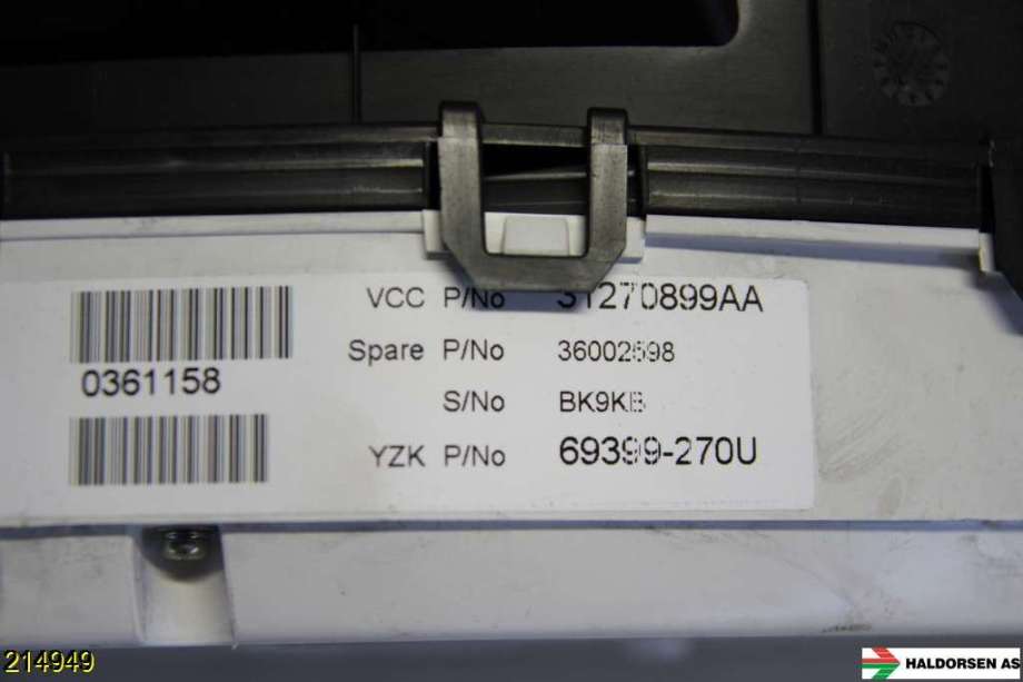 Instrumentpanel til Volvo V70 2007-2013 (Type III, Fase 1)  (VOLVO|36002195||36002598)