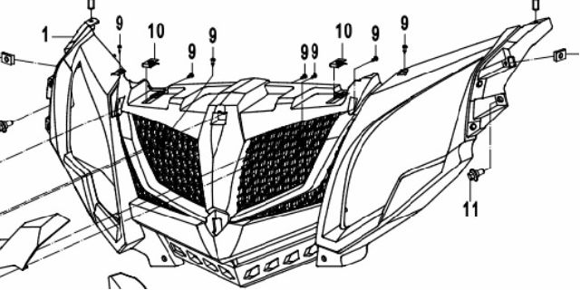 Grill til ATV ATV diverse merker, 0-->> (CFMOTO ZFORCE 550EX|)