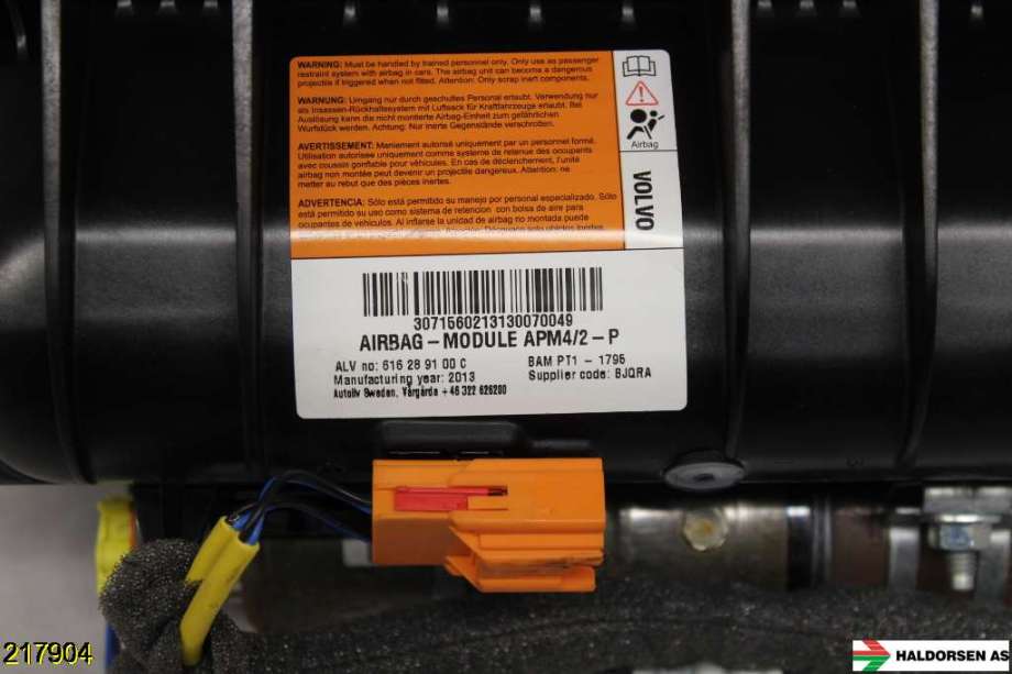 Airbag passasjer til Volvo V60 2010-2013 (Type I, Fase 1)  (VOLVO|30715602|)