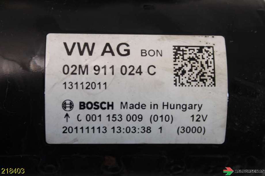 Starter diesel til VW Tiguan 2011-2016 (Type I, Fase 2)  (VOLKSWAGEN|02M 911 024 C|)