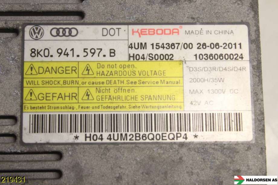 Styreenhet xenon/ballast til VW Passat 2011-2015 (B7) (B7) (VOLKSWAGEN|8K0 941 597 B|)