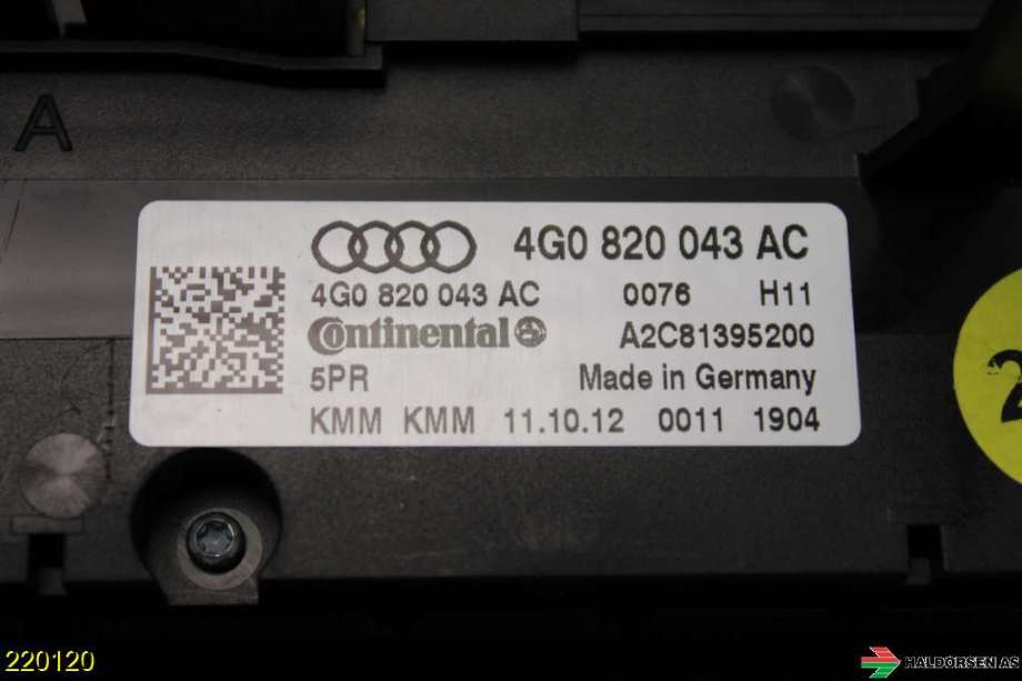 Varmeapparat betjening til Audi A6 2011-2014 (Type IV, Fase 1) (C7) (C7) (AUDI|4G0 820 043 AC|)