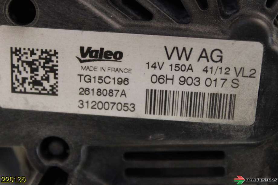 Dynamo til Audi A6 2011-2014 (Type IV, Fase 1) (C7) (C7) (AUDI|06H 903 016 S|)
