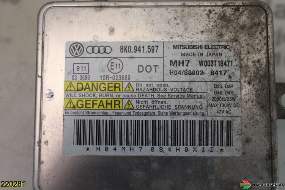 Styreenhet xenon/ballast til Audi A5 2007-2016 (Type I)  (8K0 941 597 E||8KO.941.597)
