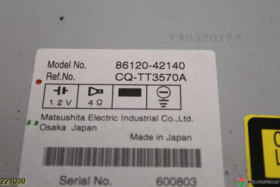 Bilstereo til Toyota RAV4 2006-2009 (Type III, Fase 1) (TOYOTA||86120-42140)